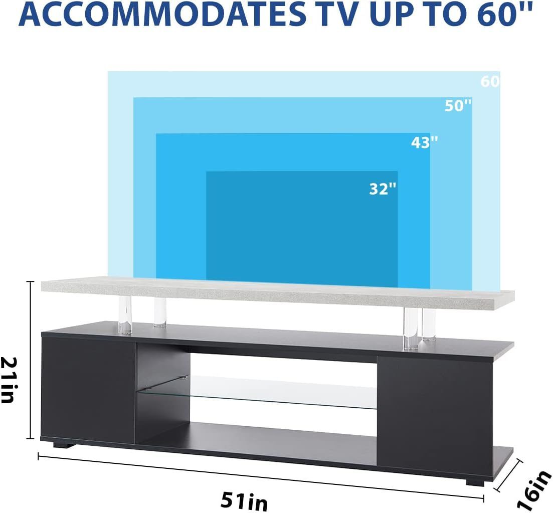 TV Stand for 65 Inch TV LED Gaming Entertainment Center Media Storage Console Table with Large Side Cabinet for Living Room( Black+Gray)