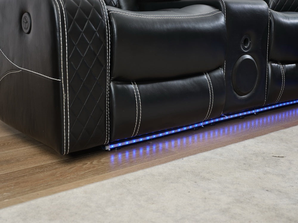 M071 Power reclining Sectional Sofa W/speaker / LED strip Black color