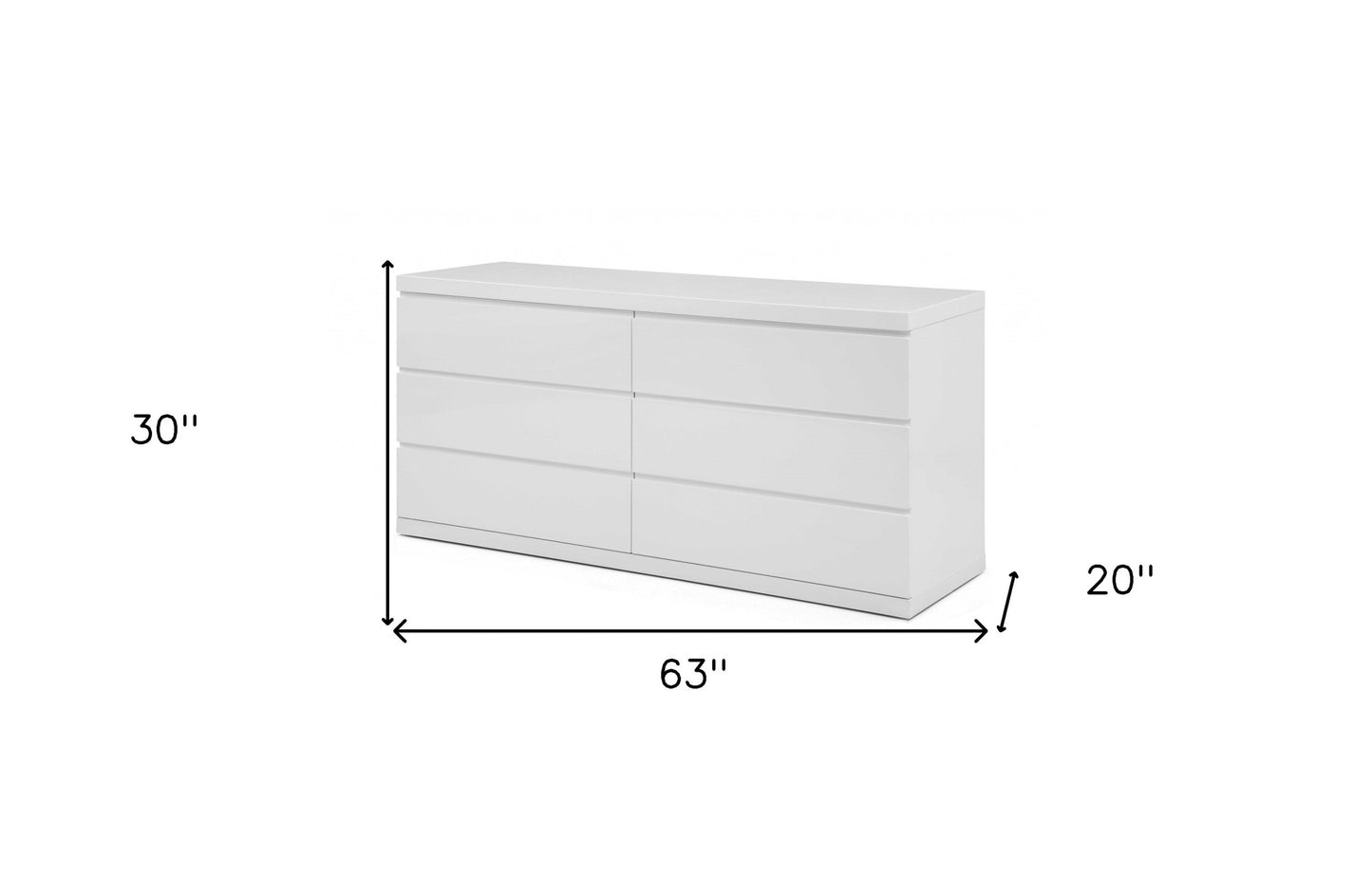 63 X 20 X 30 White Double Dresser