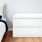 20" White Two Drawer Glossy Finish Nightstand