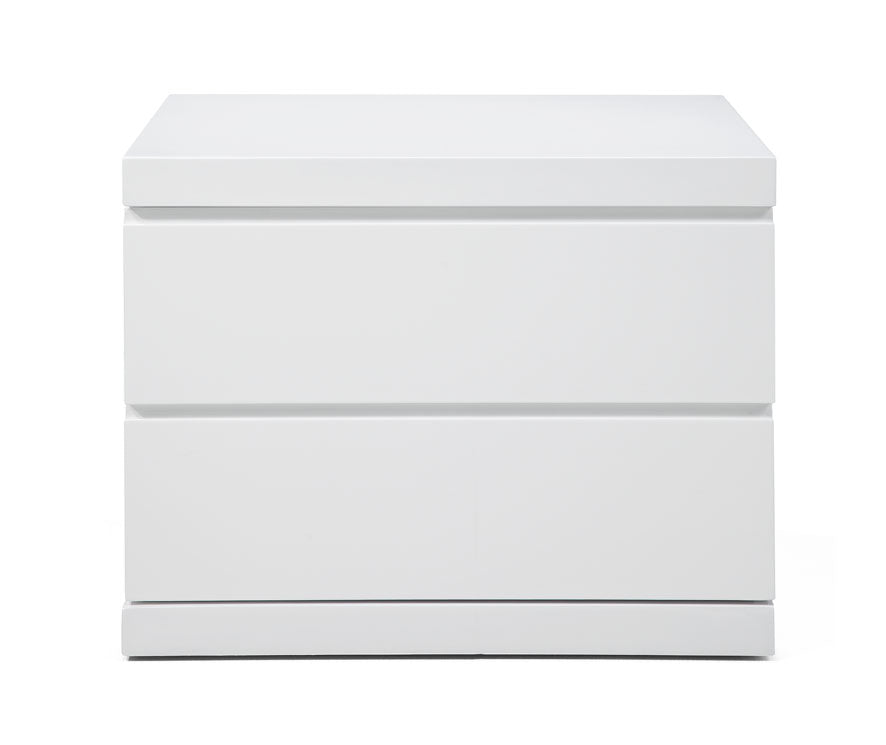 18" White Two Drawers Nightstand