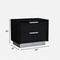 21" Black Two Drawers Nightstand