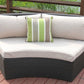 Six Piece Outdoor Black Wicker Sectional Seating Group with Beige Cushions