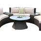 Six Piece Outdoor Black Wicker Sectional Seating Group with Beige Cushions