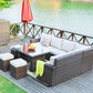 180.96" X 33.54" X 34.71" Brown 8Piece Outdoor Sectional Set With Cushions