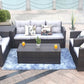 Six Piece Outdoor Brown Metal Sofa Seating Group With Cushions