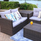 Six Piece Outdoor Brown Metal Sofa Seating Group With Cushions