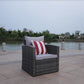 Six Piece Outdoor Brown Metal Sofa Seating Group With Cushions