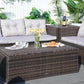 Six Piece Outdoor Brown Metal Sofa Seating Group With Cushions