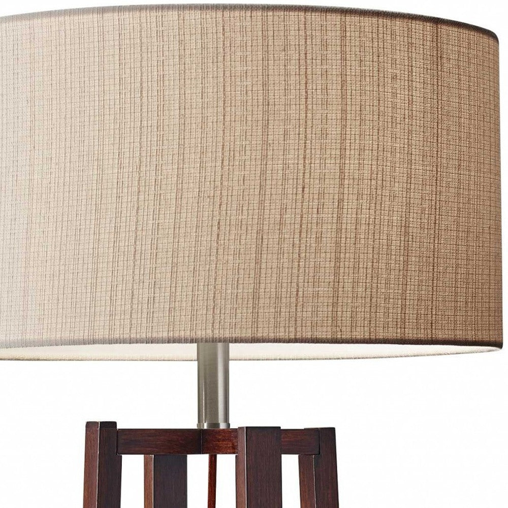 60" Solid Wood Novelty Floor Lamp With Beige Drum Shade