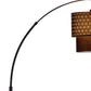 71" Black Arched Floor Lamp With Brown Drum Shade