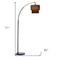 71" Black Arched Floor Lamp With Brown Drum Shade