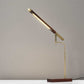 Walnut Wood Finish And Antique Brass Metal Adjustable Led Desk Lamp With Usb Port