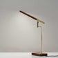 Walnut Wood Finish And Antique Brass Metal Adjustable Led Desk Lamp With Usb Port