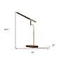 Walnut Wood Finish And Antique Brass Metal Adjustable Led Desk Lamp With Usb Port