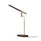 Walnut Wood Finish And Antique Brass Metal Adjustable Led Desk Lamp With Usb Port