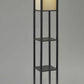 Floor Lamp With Black Wood Finish Storage Shelves