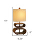 19" Brown Retro Ovals Wood Bedside Lamp With Natural Shade