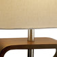 19" Brown Retro Ovals Wood Bedside Lamp With Natural Shade