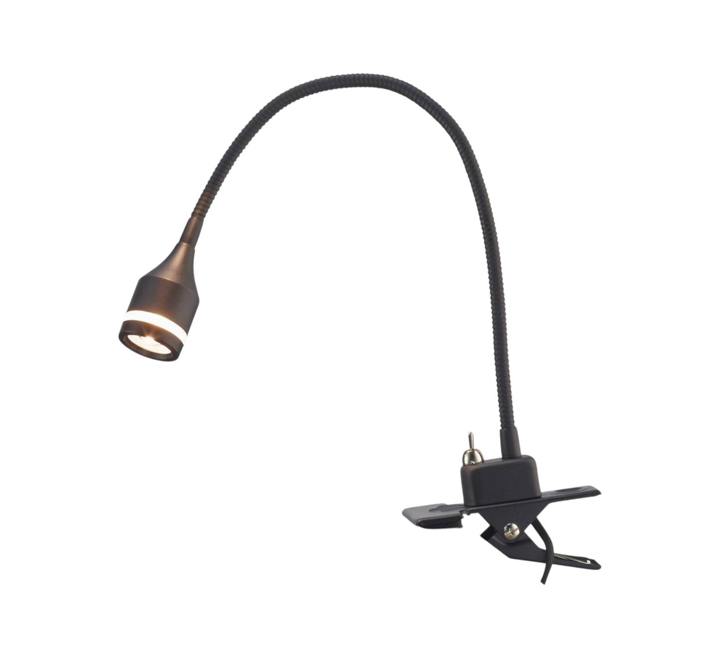 15" Black Metal Adjustable Clip On LED Table Lamp