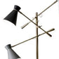 Three Arm Adjustable Floor Lamp In Brass Metal With Grey Black And White Shades