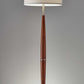 61" Brown Solid Wood Floor Lamp With White Fabric Drum Shade