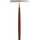 61" Brown Solid Wood Floor Lamp With White Fabric Drum Shade