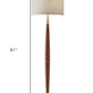 61" Brown Solid Wood Floor Lamp With White Fabric Drum Shade