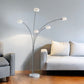 86" Steel Five Light Tree Floor Lamp With White Glass Dome Shade