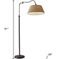 61" Bronze Arched Floor Lamp With Brown Fabric Empire Shade