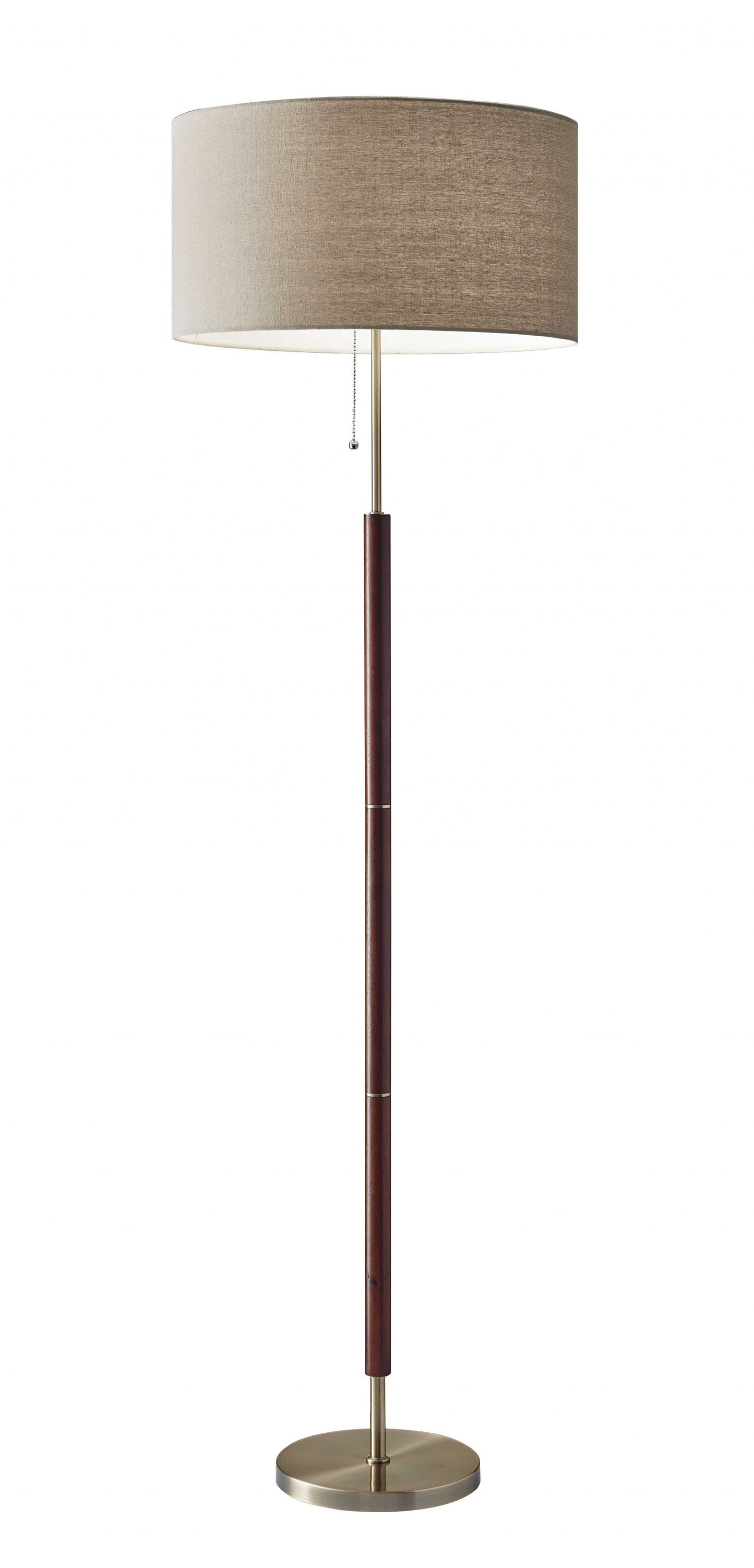 66" Traditional Shaped Floor Lamp With Brown Drum Shade