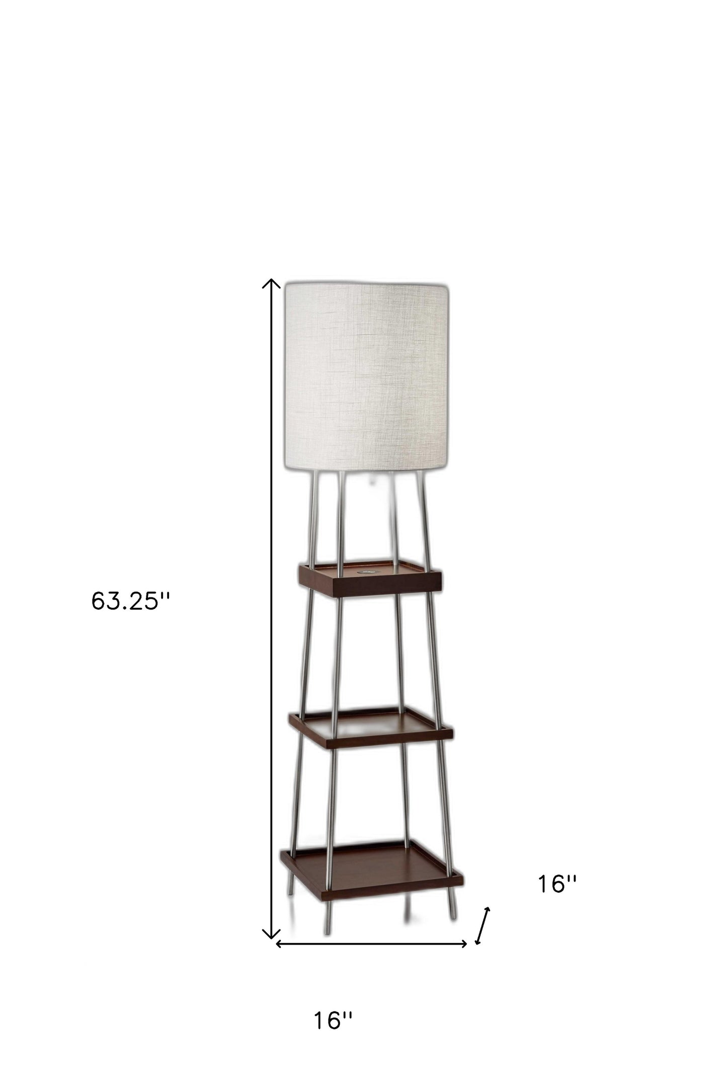 63" Column Floor Lamp With White Drum Shade