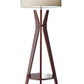 60" Solid Wood Tripod Floor Lamp With White Drum Shade