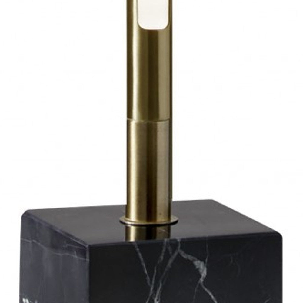 Minimalist Ambient Glow Led Floor Lamp With Dimmer In Brushed Steel And White Marble