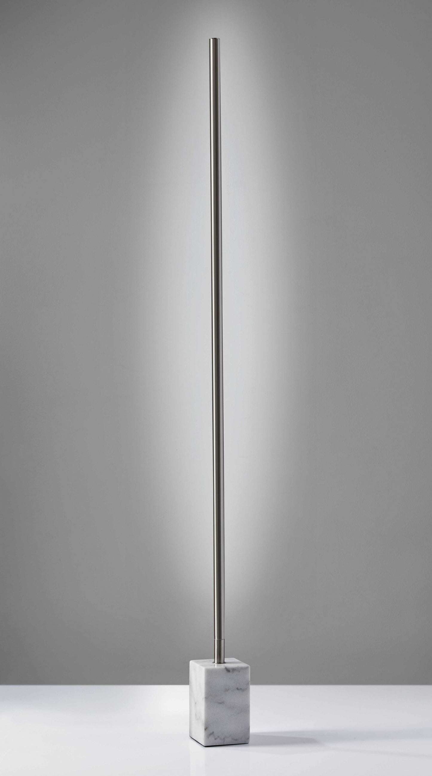 Minimalist Ambient Glow Led Floor Lamp With Dimmer In Brushed Steel And White Marble