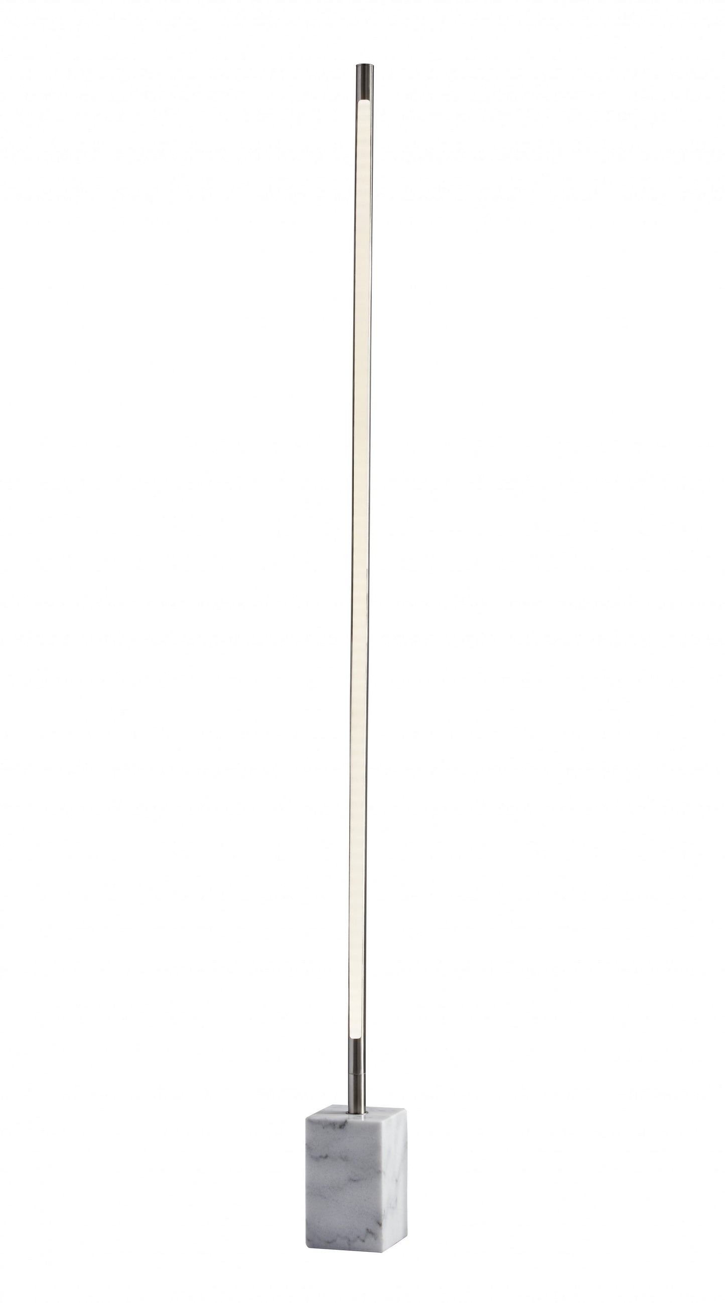 Minimalist Ambient Glow Led Floor Lamp With Dimmer In Brushed Steel And White Marble