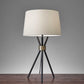 Black Metal Tripod Leg With Antique Brass Accent Table Lamp