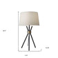 Black Metal Tripod Leg With Antique Brass Accent Table Lamp