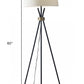 60" Black Tripod Floor Lamp With White Empire Shade