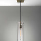 Clear Glass Cylinder Shade With Vintage Filament Bulb Antique Brass Metal Pendant