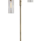 64" Brass Two Light Novelty Floor Lamp With Clear Drum Shade