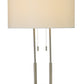 27" Silver Metal Bedside Table Lamp With White Shade