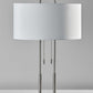 27" Silver Metal Bedside Table Lamp With White Shade