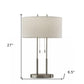 27" Silver Metal Bedside Table Lamp With White Shade