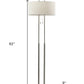 62" Brushed Task Floor Lamp With White Fabric Drum Shade