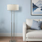 62" Brushed Task Floor Lamp With White Fabric Drum Shade