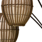 82" Antiqued Bronze Three Light Tree Floor Lamp With Beige Rattan Cage Shades