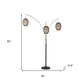 82" Antiqued Bronze Three Light Tree Floor Lamp With Beige Rattan Cage Shades