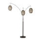 82" Antiqued Bronze Three Light Tree Floor Lamp With Beige Rattan Cage Shades