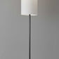 74" Black Nickel Floor Lamp With White Fabric Shade